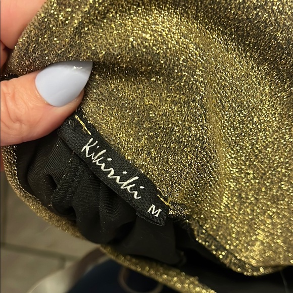 Gold Bodysuit Glitter Long Sleeve Sz M - Picture 5 of 5